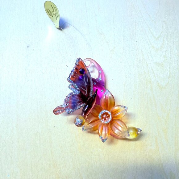 Ashton Drake Heirloom Butterfly Ornament Glass VTG Daffodils Delight Artistic - Picture 6 of 14